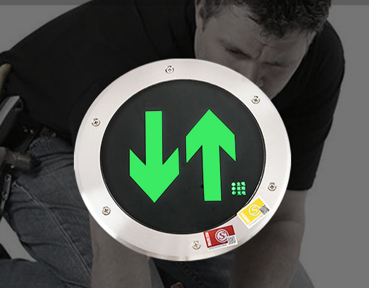 led户外消地埋指示灯嵌入式地面应急疏散安全贴地标灯24v方形3018cm