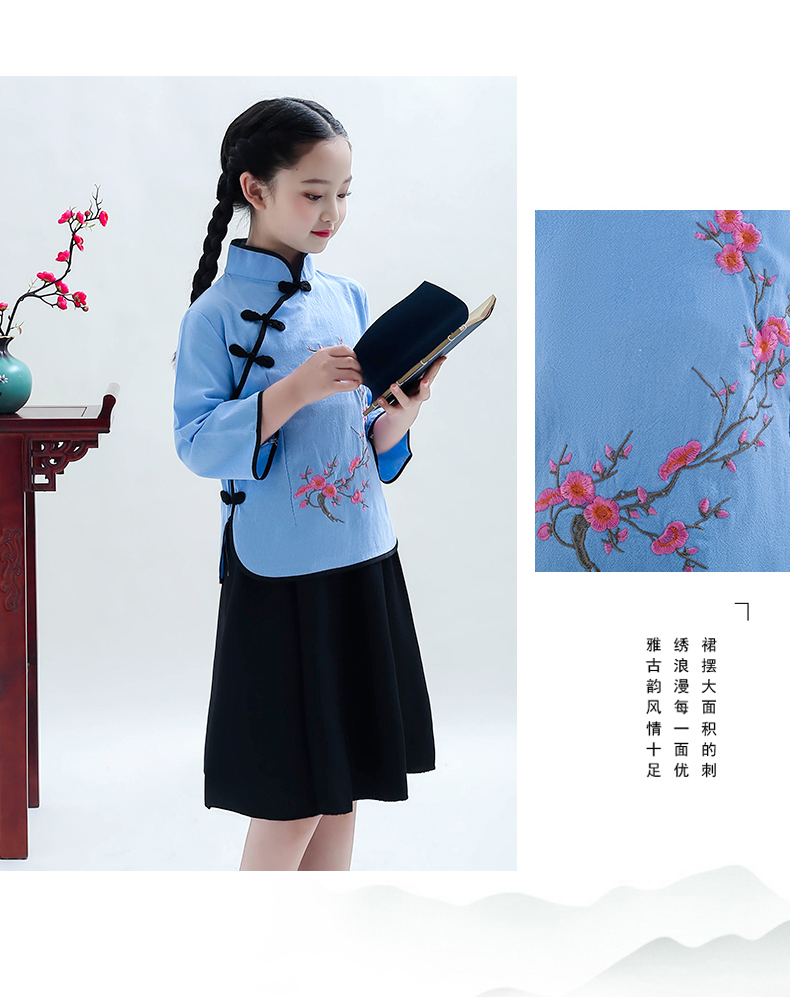 民国学生服儿童民国风服装男女童朗诵大合唱演出服中山装五四青年装