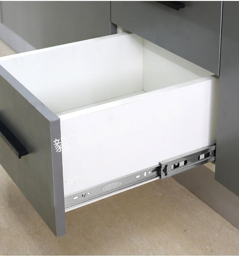 可狄(kedi) 美国液压阻尼抽屉导轨三节轨反弹免拉手按弹抽屉轨道缓冲