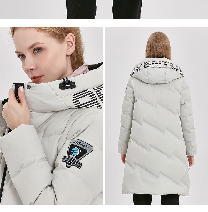 杰奥羽绒服女中长款2021新品连帽90白鹅绒女士羽绒服秋冬外套