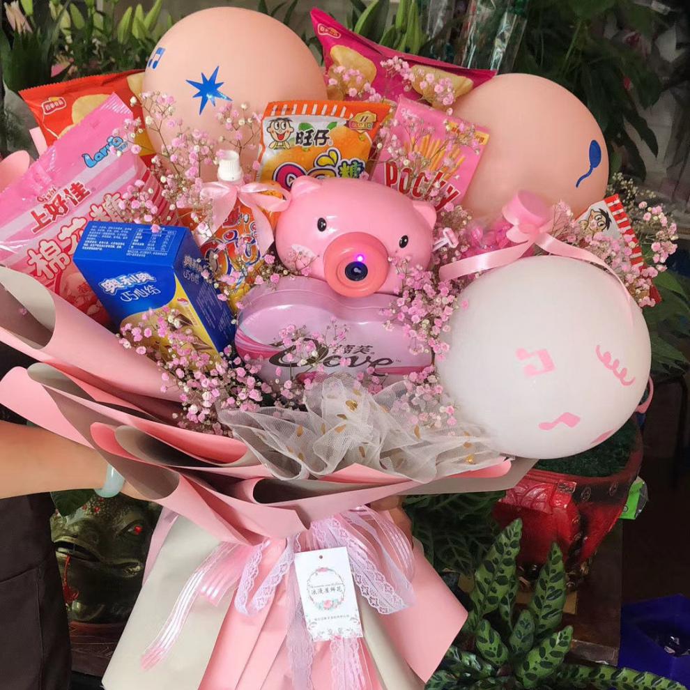 棒棒糖花束 61六一儿童节礼物零食花束养乐多旺仔ad钙奶棒棒糖花束