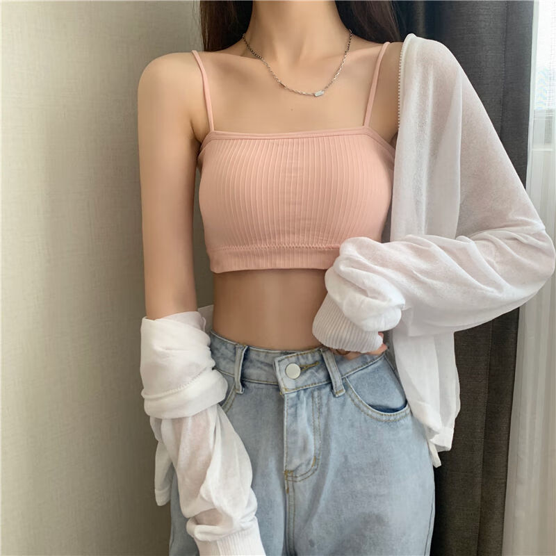 美背内衣女学生韩版初中生少女美背吊带小背心女士内穿裹胸抹胸无钢圈