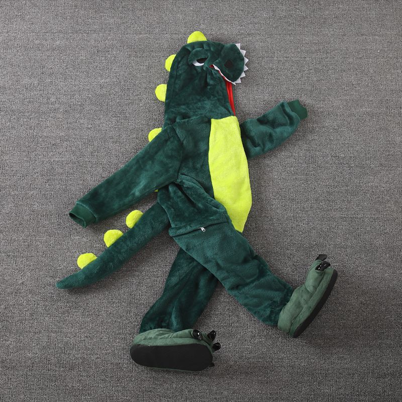 小恐龙睡衣男生秋冬季睡衣儿童小恐龙卡通动物男女童宝宝连体家居服 