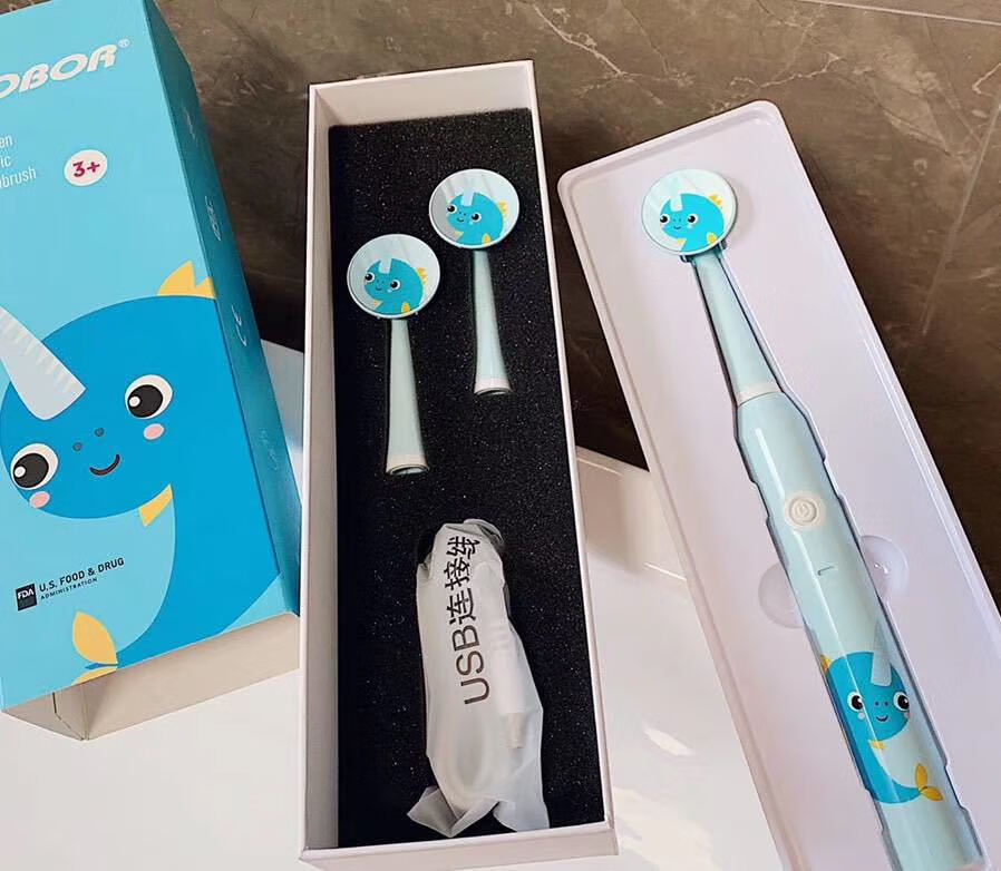 {优品}电动牙刷cobor独角兽牙刷 声波震动软毛充电牙刷香馜 蓝色