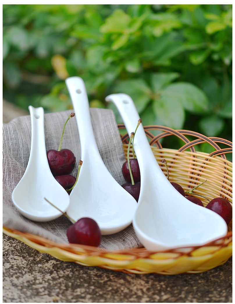 汤勺陶瓷家用盛汤大勺子大汤瓷勺木勺子大号长柄粥勺稀饭勺陶瓷勺汤勺