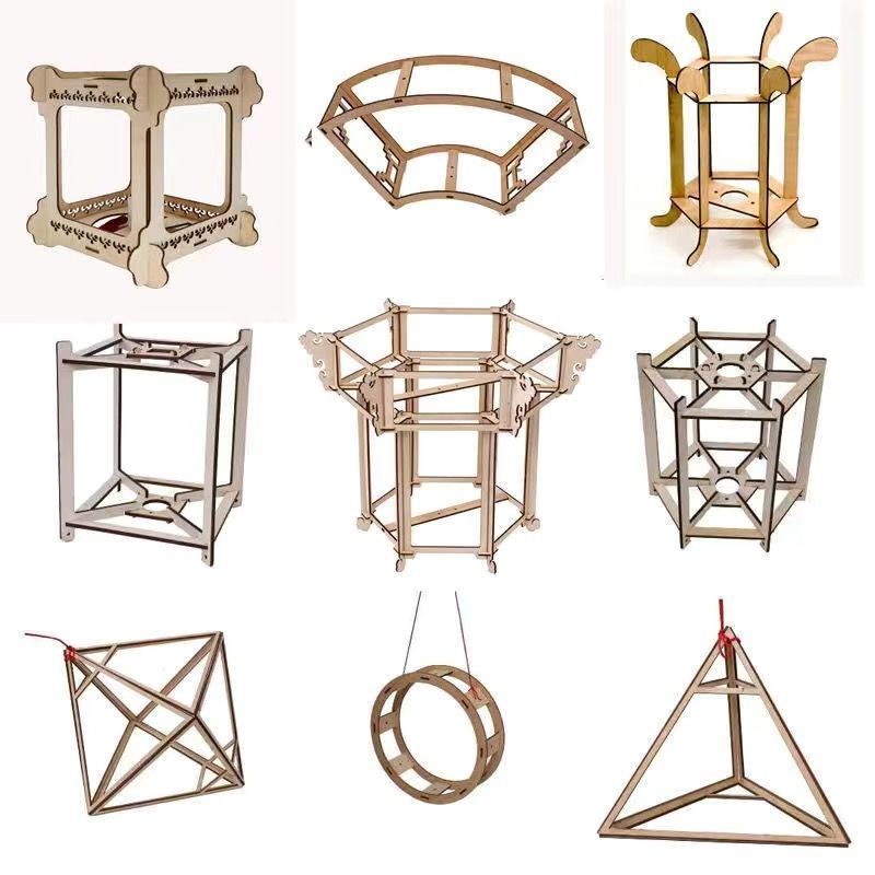 中秋节灯笼diy手工材料包提手发光花灯儿童自制花灯创意花草灯笼 六边