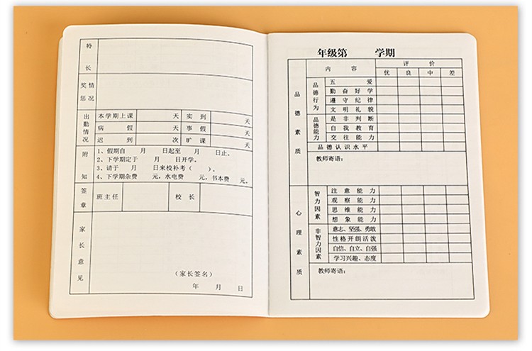 麒枫尚小学生成绩素质教育报告册小学生素质发展报告手册胶面小学报告