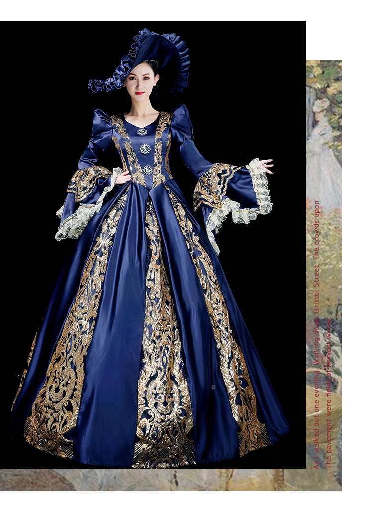 秉藜 欧洲中世纪宫廷礼服古典风洋装欧演出舞台装复古欧式贵族晚裙女