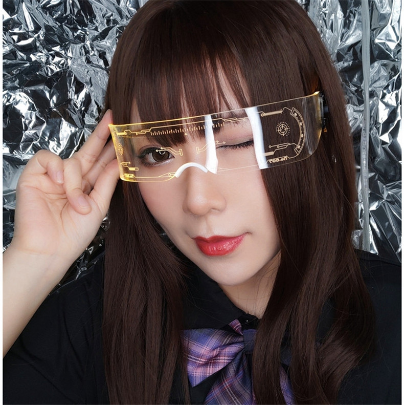 赛博朋克未来科技感眼镜科幻led蹦迪ins男抖音网红女蹦迪发光眼镜发光
