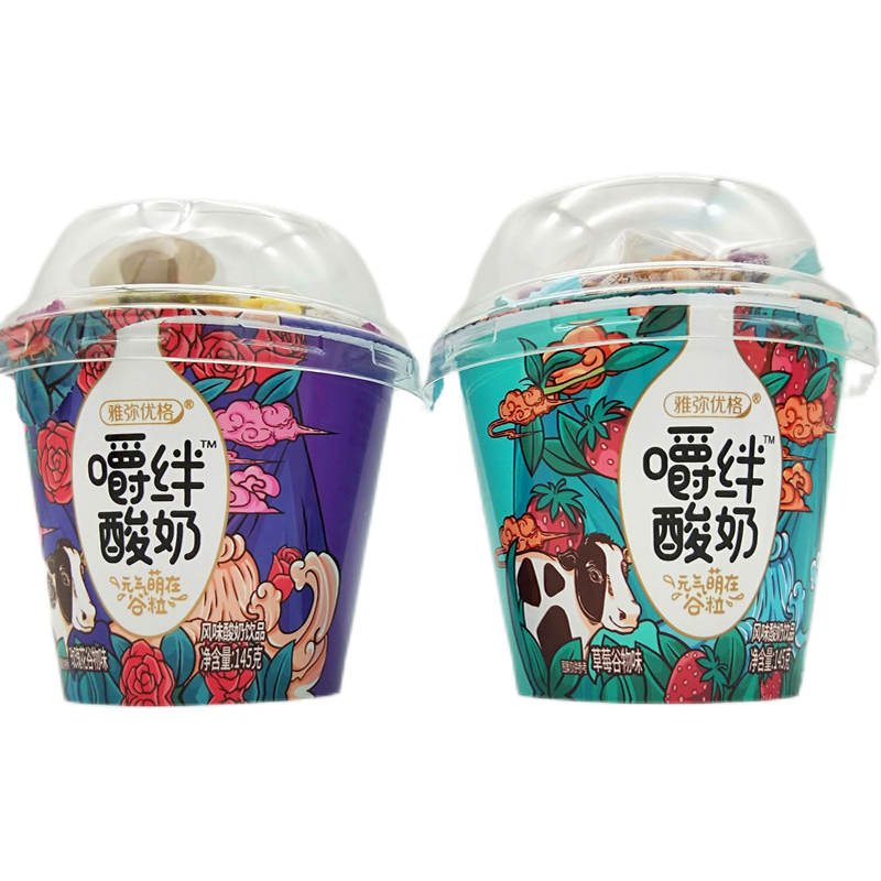 雅弥优格捏酸奶雅弥优格嚼绊酸奶145克6杯8杯草莓谷物玫瑰花多品味