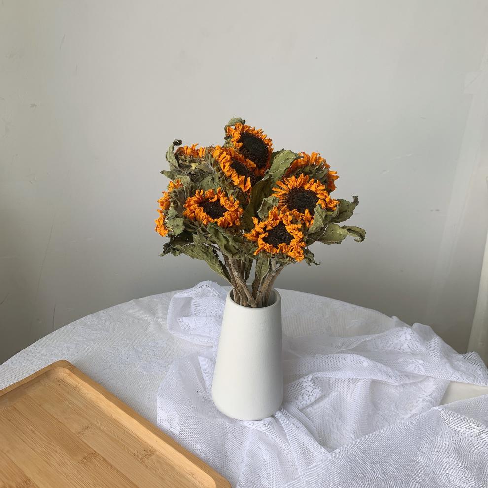 向日葵干花真花天然向日葵干花花束真花复古插花桌面家居客厅装饰摆件