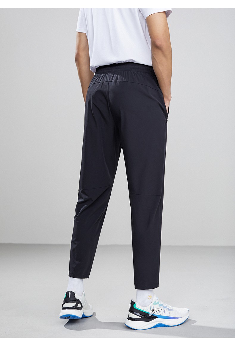 安踏冰丝裤运动长裤男夏季针织九分裤休闲收脚裤透气1522255011基础黑