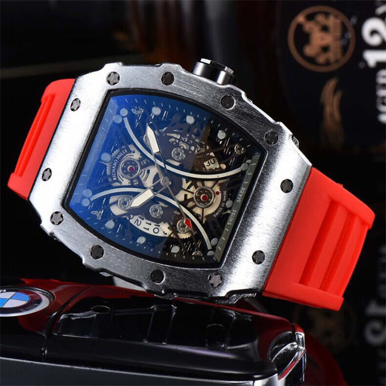 理查德米勒爆款米勒酒桶形手表男士时尚镂空运动高档个性潮流防水复刻