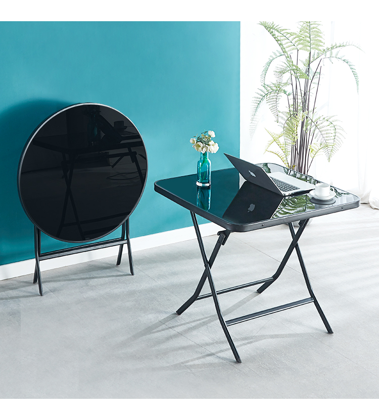 折叠方圆桌现代简约家用餐桌可钢化玻璃方桌小户型圆桌饭桌轻奢玻璃桌