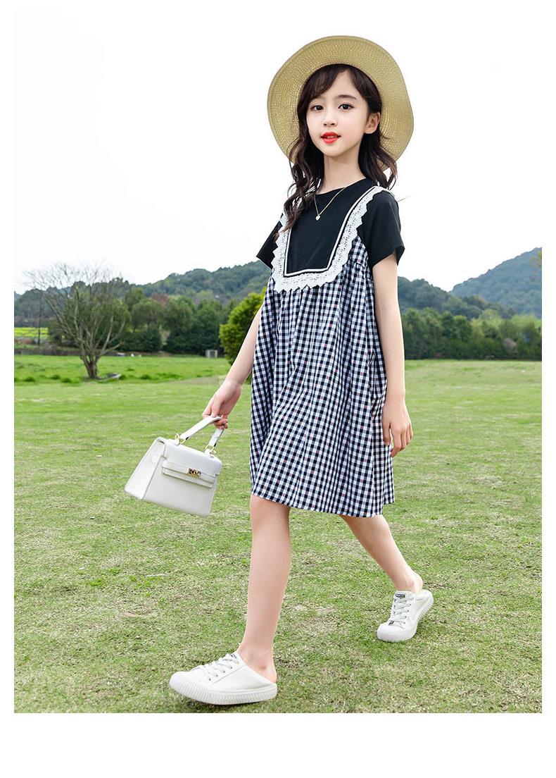 学生装女夏天宽松夏季童装时尚潮女童连衣裙夏装儿童洋气公主裙小女孩