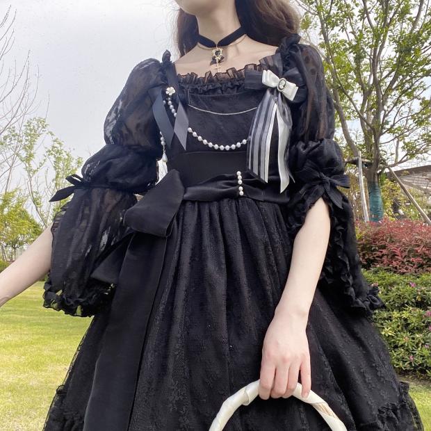 洛丽塔夏季成人lolita内搭雪纺衬衫女喇叭袖打底衫衬衣设计感小众上衣