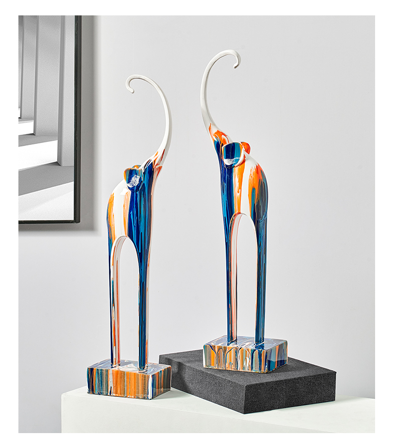 洁姿摆饰 新中式艺术创意迷彩大象玄关电视柜办公室客厅摆件工艺品