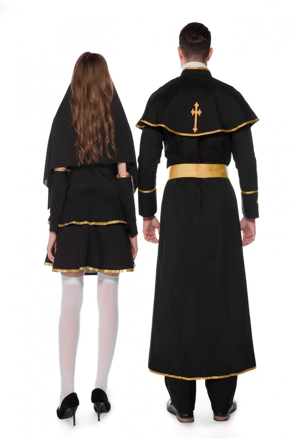伊必圣修女服神父男女情侣长袍化妆舞会女服饰万圣节服装成人女款l