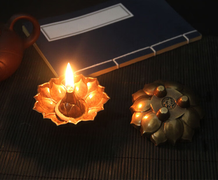 台湾铜碗油灯 供佛油灯八宝铜供灯佛堂莲花长明灯座佛前供灯盏家用