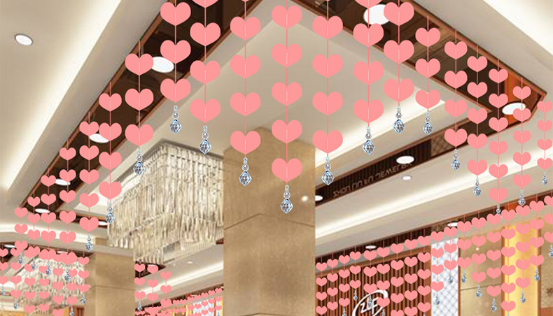 七夕情人节夏季珠宝店装饰布置商场金店铺活动吊顶创意挂饰 紫色桃心