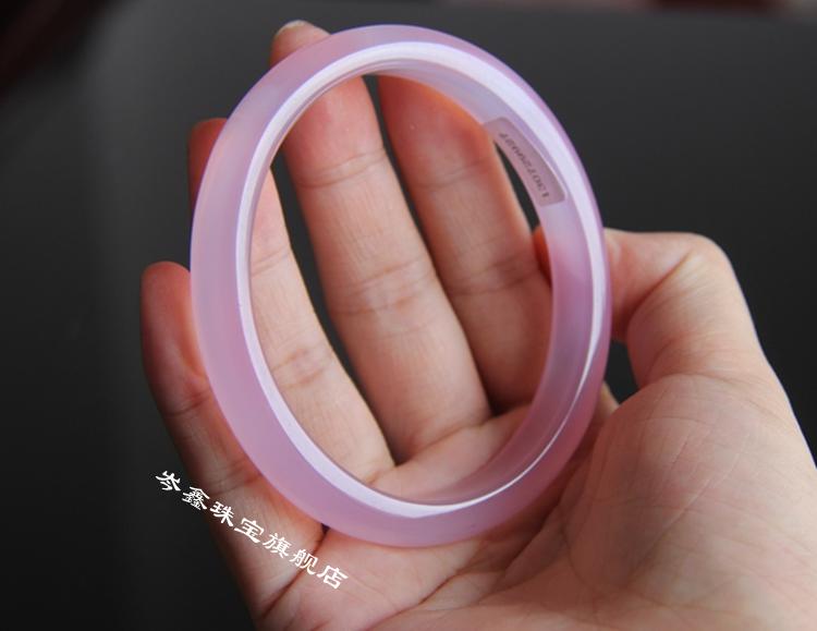 粉玉髓手镯粉晶贵妃镯女士时尚可爱玉镯子椭圆贵妃玉镯玛瑙52内径80斤