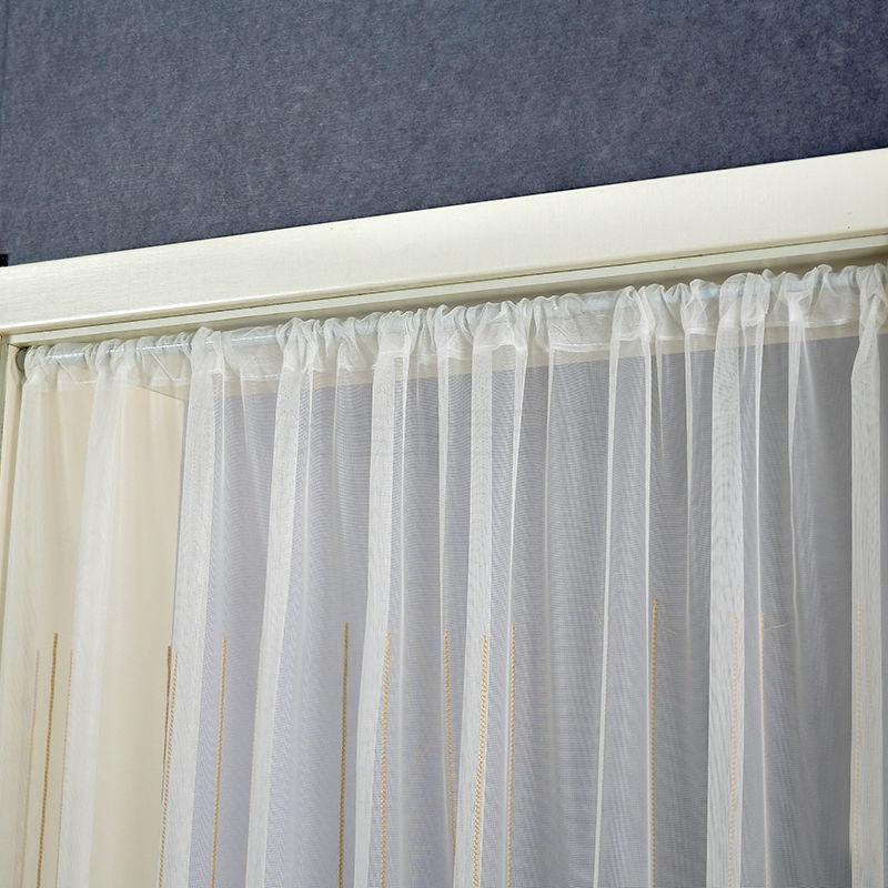 办公家用卧室卫生间纱帘褶皱伸缩杆百搭布艺门帘香槟色2倍褶皱70190cm