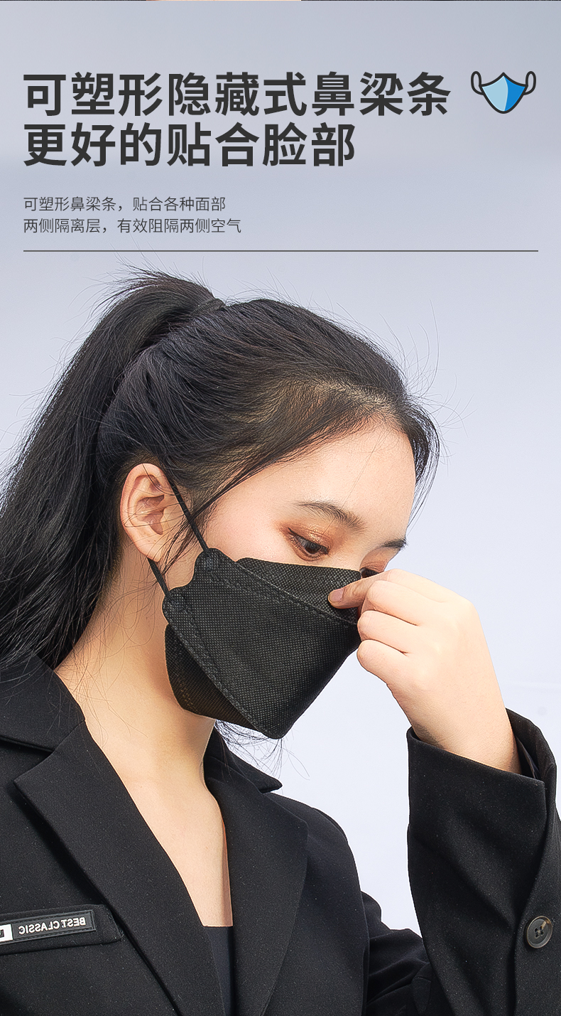 医用外科灭菌级n95口罩黑色女性夏kn95同款柳叶型kf韩国94男潮款3d