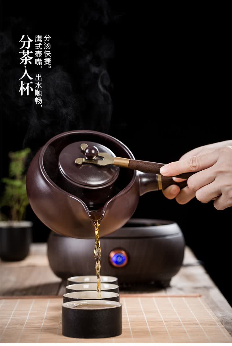 唐丰茶壶陶瓷煮茶器黑茶煮茶壶侧把烧茶壶功夫电陶炉煮茶炉普洱泡茶壶