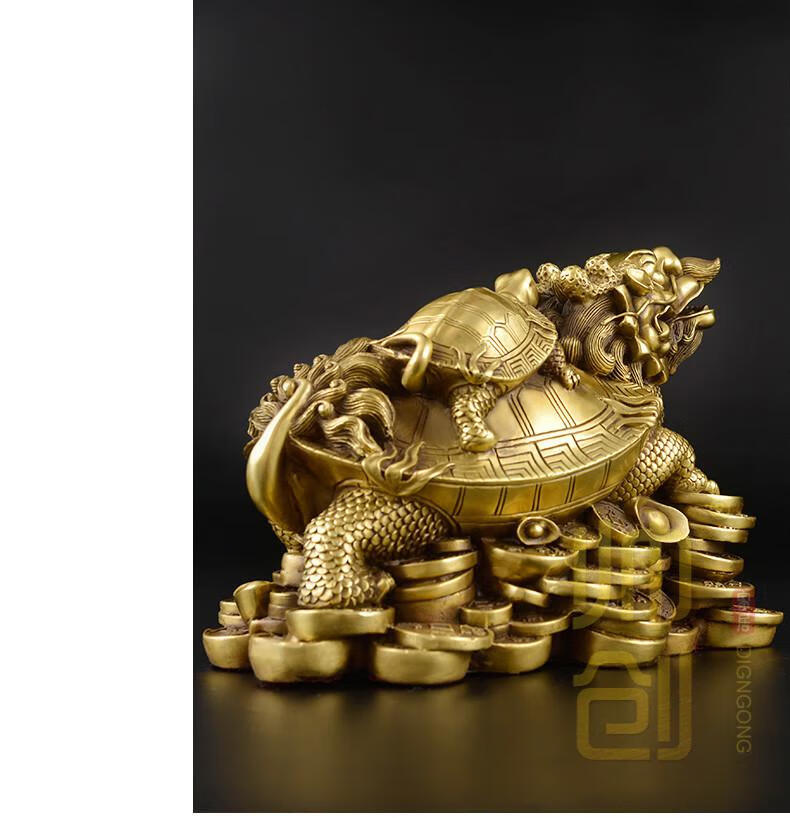 帅创龙头龟母子龙龟新房摆件家居公司搬迁金钱龟送礼纯铜龙龟送父母铜