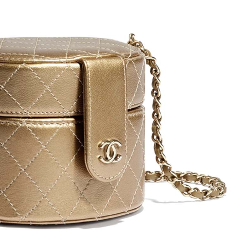 香奈儿chanel女士链条单肩斜挎圆筒包b03679n8316金色预售