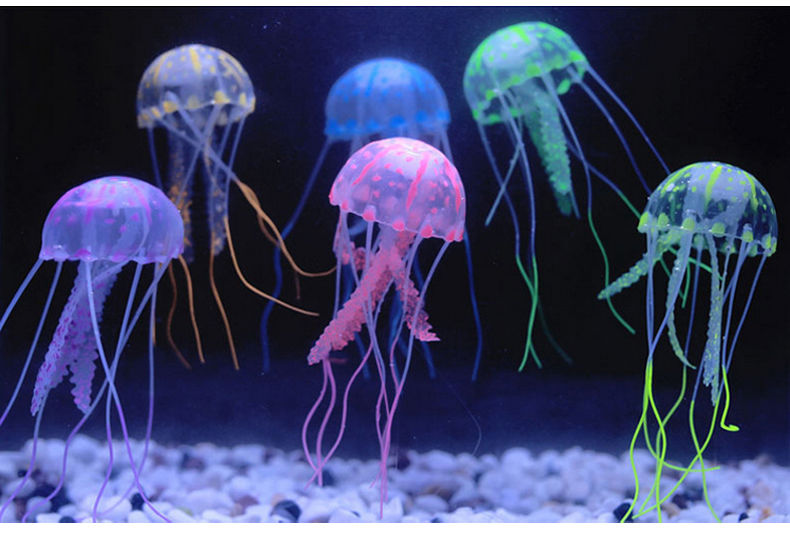 鱼缸荧光仿真水母 水族箱造景装饰仿真非夜光水母漂浮式水母 摆件