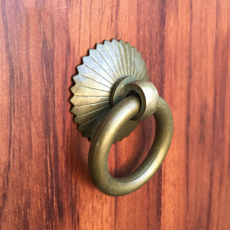 仿古中式铜拉手纯铜抽屉柜门把手花形圆环拉环拉手五金家具铜配件 2.