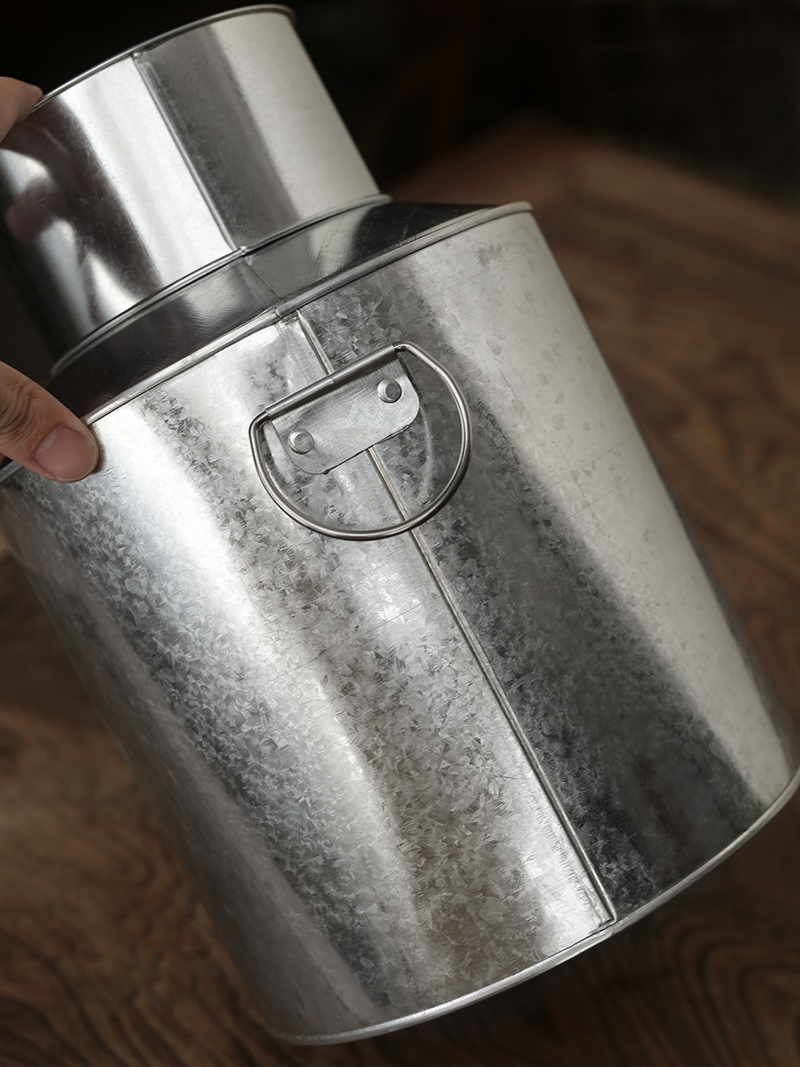 白铁皮茶叶罐 马口铁皮罐老茶罐茶桶 茶米罐潮州传统手工单丛茶罐 大