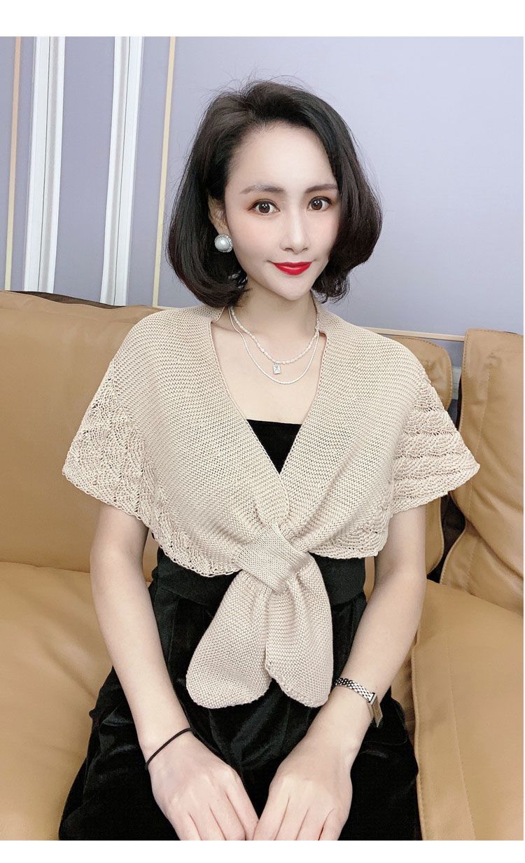 乔与乔伊鱼尾纹外搭小披肩配旗袍礼服披风小外套外搭开衫文艺针织圆角
