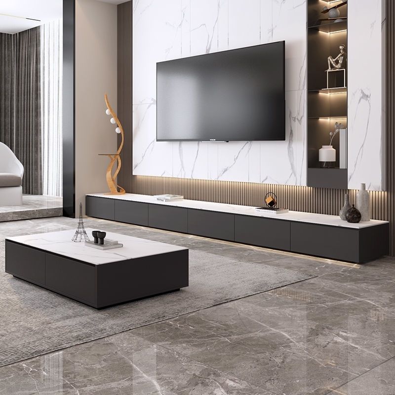 映巢(yingchao)岩板电视柜茶几组合现代简约极简小户型客厅意式地台