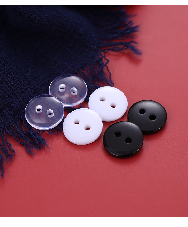 百搭衬衫纽扣时尚树脂圆形黑白色扣子男女衬衣开衫polo衫小钮扣6透明