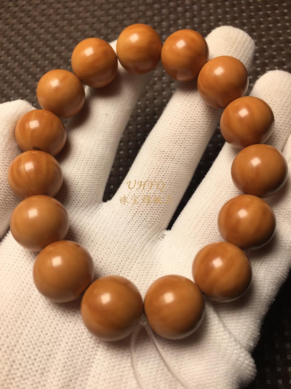 uhfq 猴头核桃纯手工打磨的正圆光珠猴头拉丝钻石六方老型男女手串