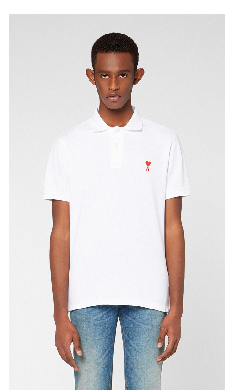 amiparis男士amidecoeur爱心刺绣舒适棉质polo衫600红色xs
