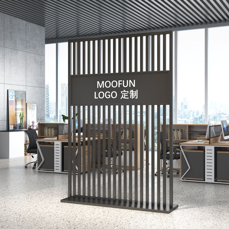 折叠屏风移动屏风中式隔断现代铁艺隔断屏风形象墙办公室装饰简约可