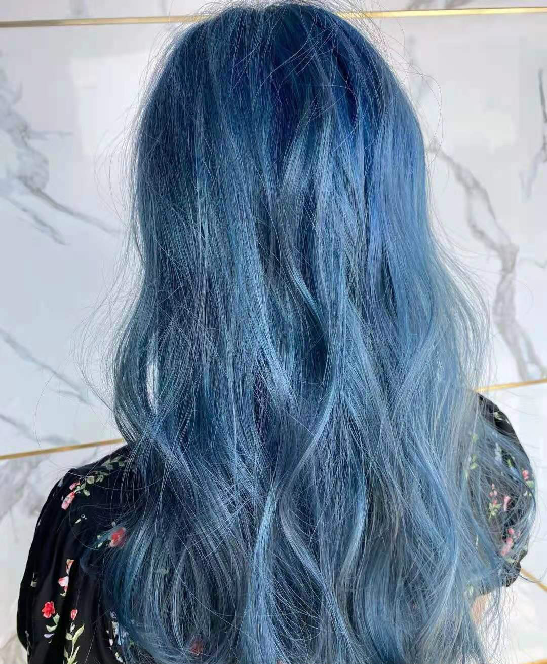 潮流新款蓝色系染发膏湖泊蓝雾霾蓝灰色宝石蓝冰蓝色染发剂显白 雾霾