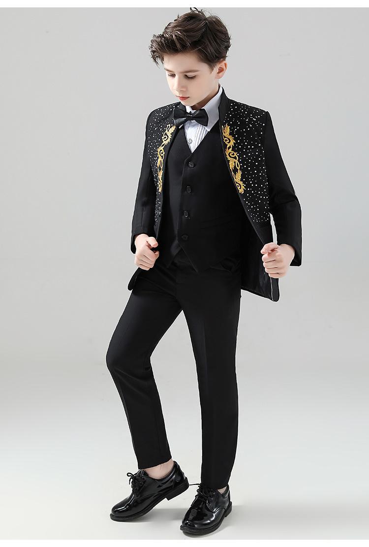 诗迪仕高端钢琴比赛演出服男童花童男童礼服套装帅气英伦儿童西服小