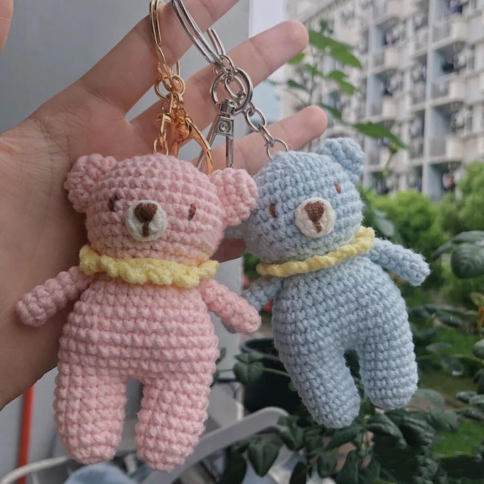 翘臀熊挂件手工钩织小熊动物玩偶成品钥匙扣可爱情人节生日礼物 圣诞