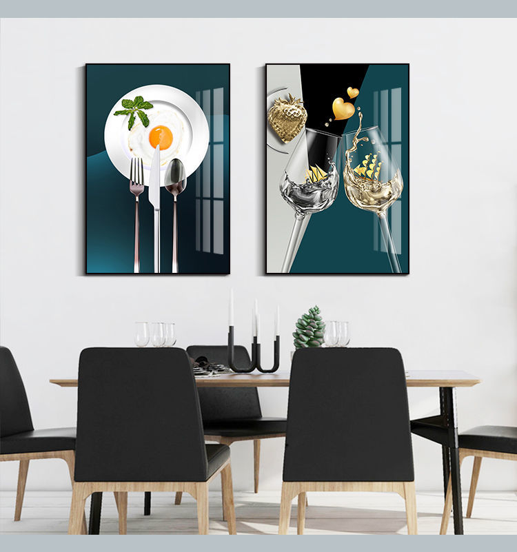 60尊泉餐厅装饰画现代简约餐桌高端挂画歺厅饭店轻奢墙上壁画带框免