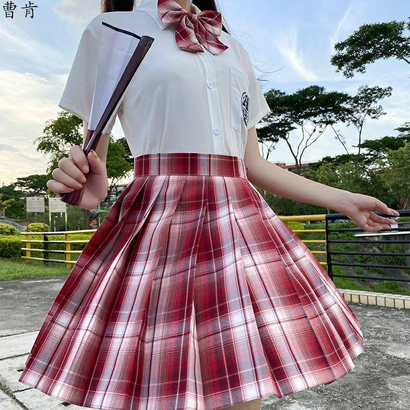 cken原创草莓可爱多jk制服正版格裙夏季短裙套装日系学生装百褶裙班服