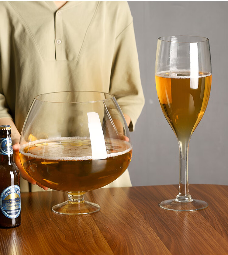 巨型啤酒杯超大容量2000ml特大号玻璃红酒杯高脚杯巨大杯子2000ml2l