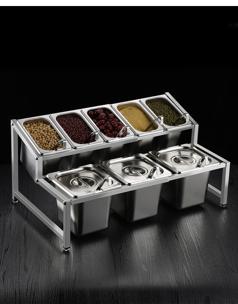 不锈钢调料盒商用厨房大号一体多格组合装带盖酒店烧烤调味盒套装tea