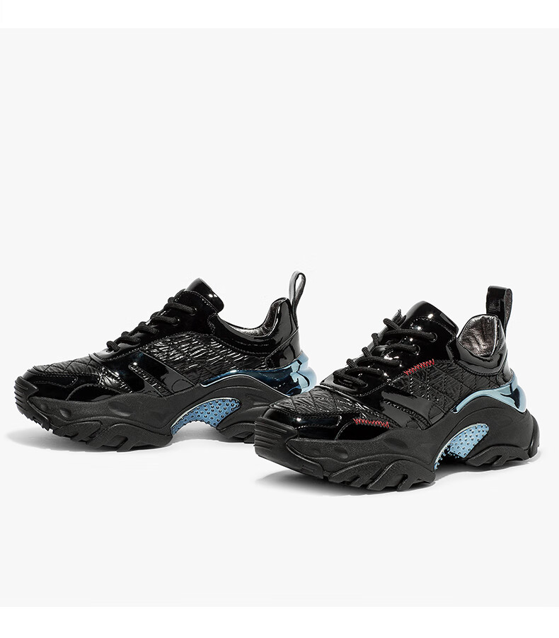 cdf时尚老爹鞋女夏季季经典百搭厚底韩版亮皮网红火运动休闲鞋果绿37