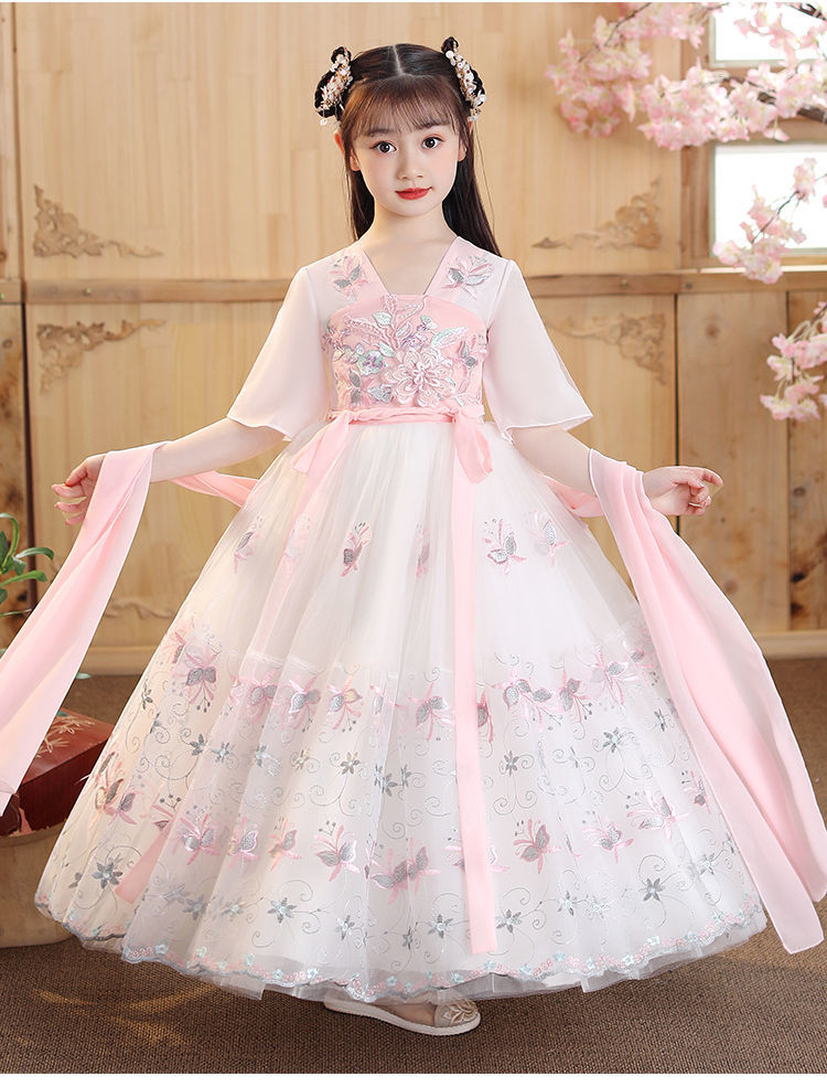 汉服女童10岁儿童汉服女童古装10岁超仙夏装襦裙小学生中国风春秋古风