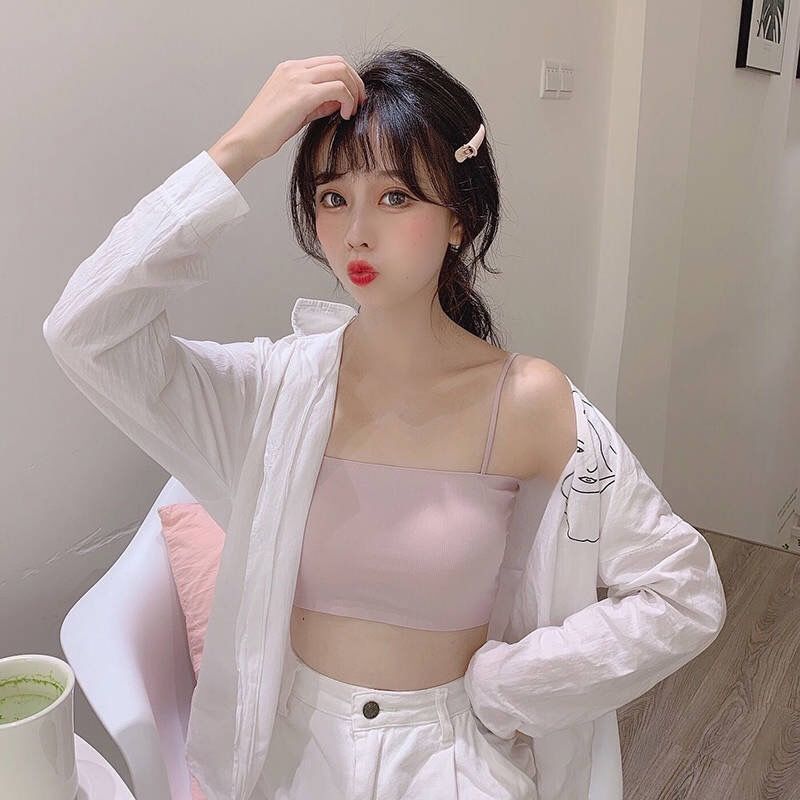 遐依冰丝吊带无钢圈防走光裹胸内衣女学生韩版抹胸打底背心女内穿薄款
