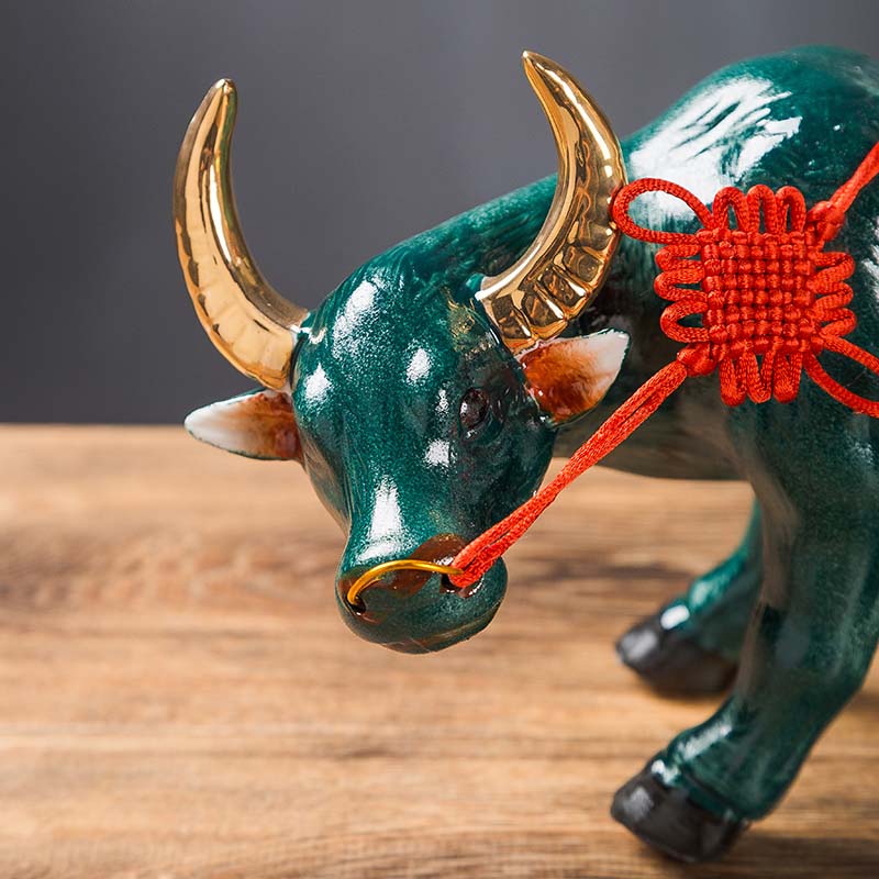 牧童骑牛陶瓷摆件牛摆件景德镇陶瓷牧童骑牛现代中式摆件客厅办公室